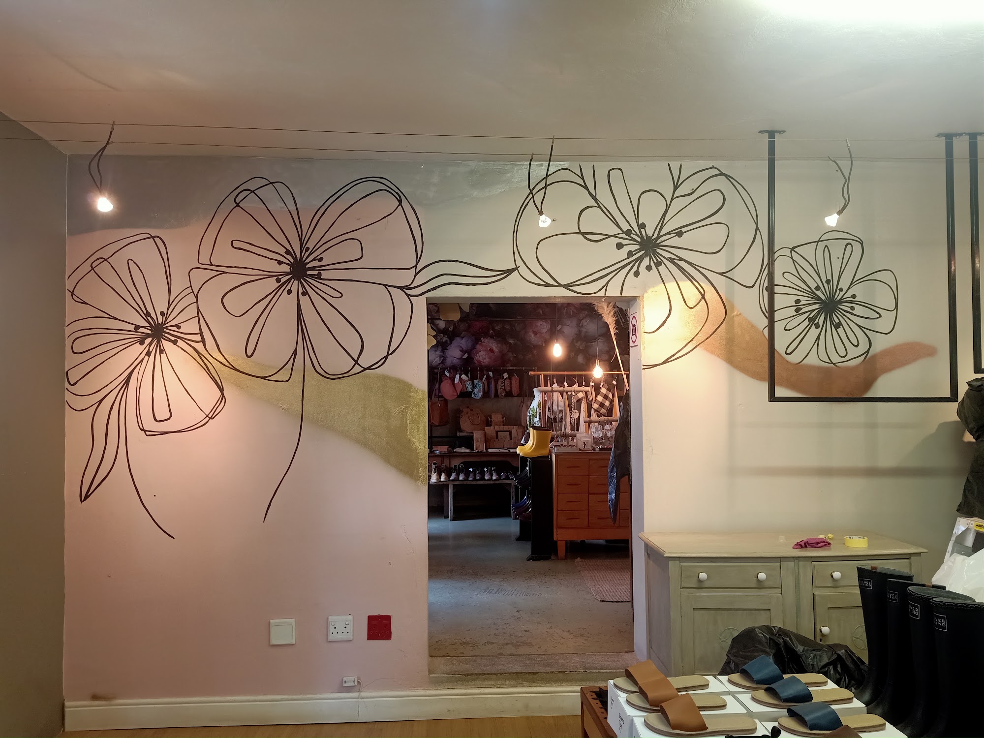 Line Flowers — mural in Boutique Interior