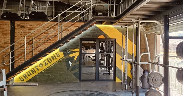 Grunt Zone — mural in The Workout Warehouse, Howick