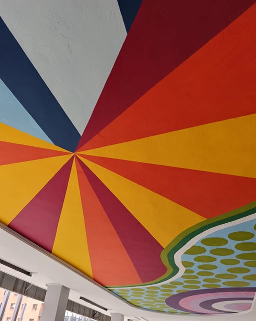Rosebank College Ceiling — Sunburst — mural in Braamfontein, Johannesburg