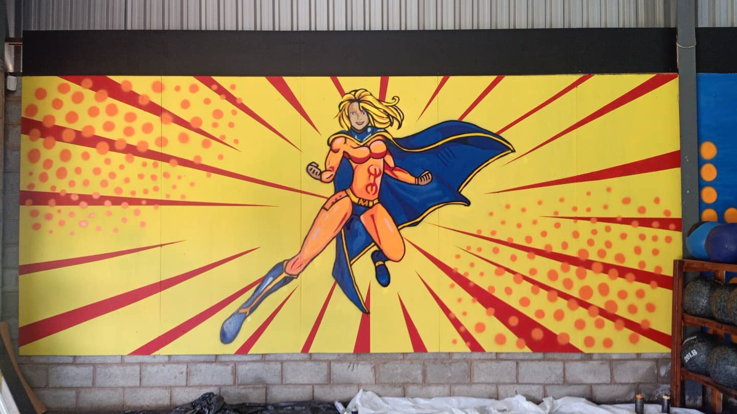 Super M — Superheroine — mural in Howick, KwaZulu-Natal