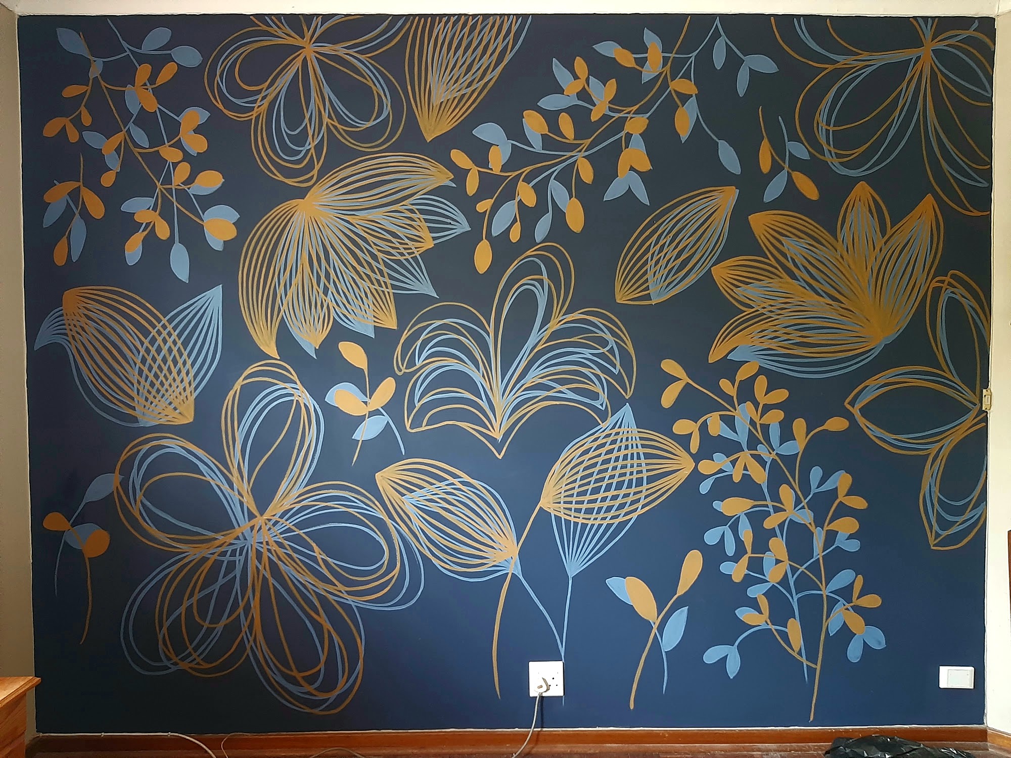 Navy Botanicals — mural in Residential Interior